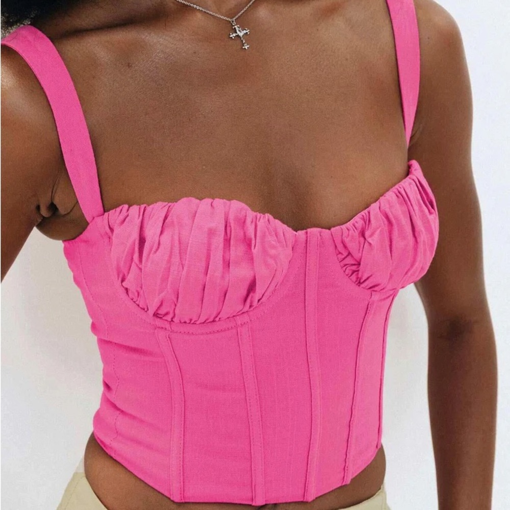 Princess Polly CORSET SHADBOLT TOP PINK - NEW WITH TAGS